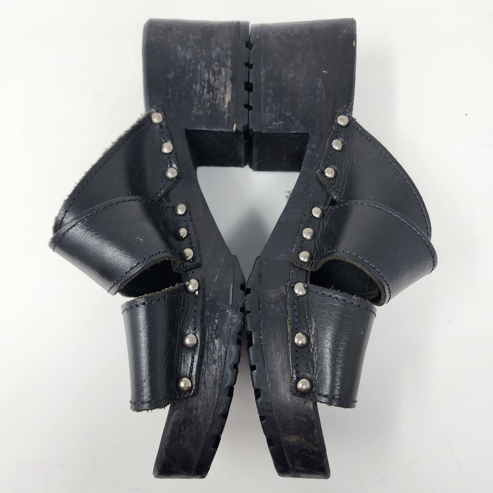 Candie's Clogs Vintage Black Leather Mules Womens 6 - Picture 9 of 12